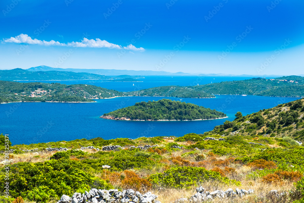 Beutiful landscape on the island of Dugi Otok archipelago in Croatia, Adriatic sea in summer