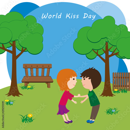 World Kiss Day. Children in...