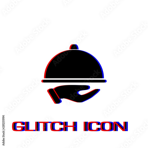 Restaurant cloche in hand the waiter icon flat