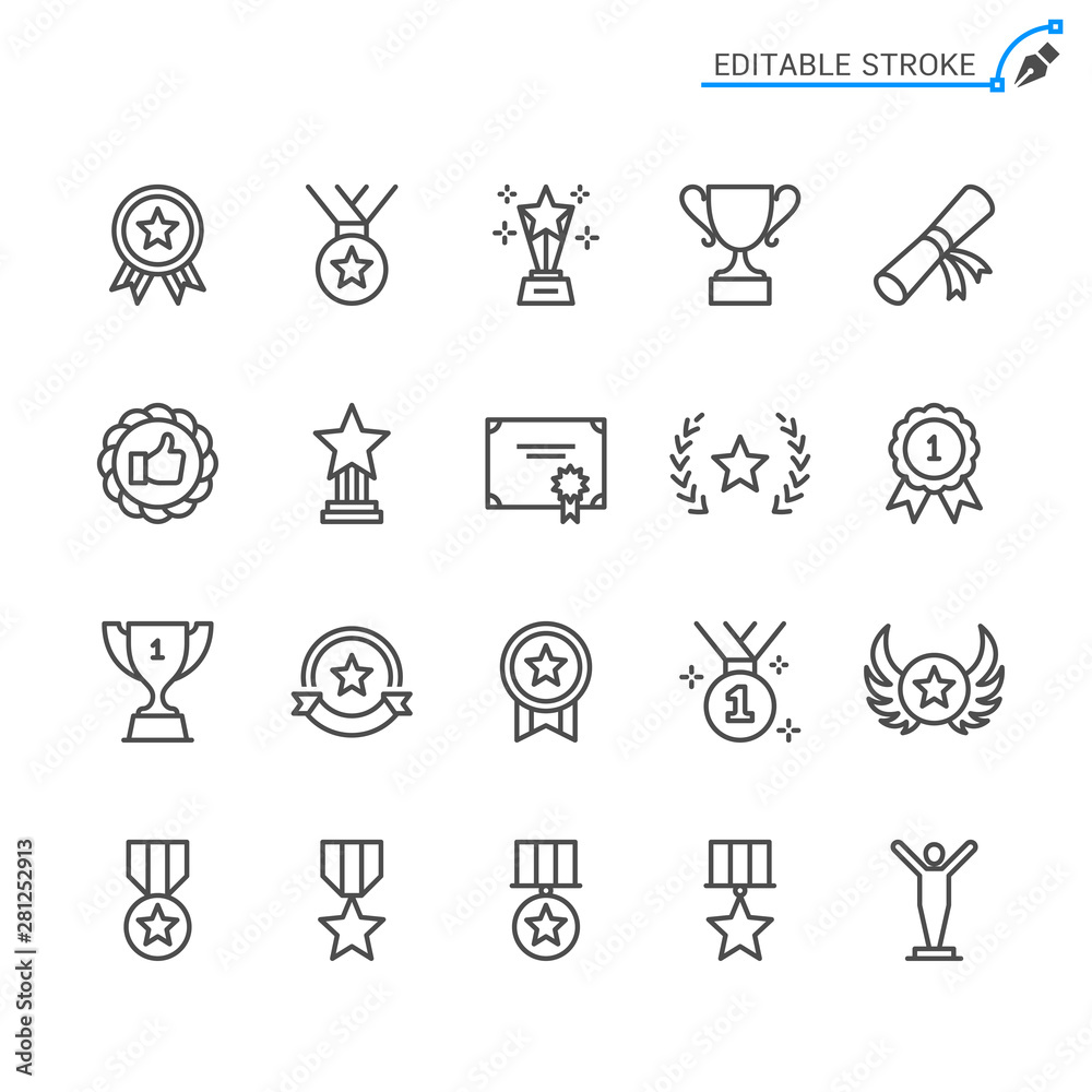 Awards line icons. Editable stroke. Pixel perfect. Stock Vector | Adobe ...