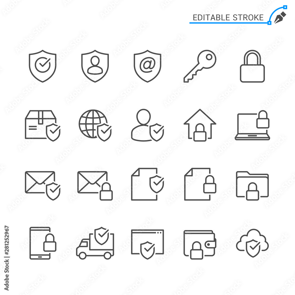 Security line icons. Editable stroke. Pixel perfect. Security line icons. Editable stroke. Pixel perfect.