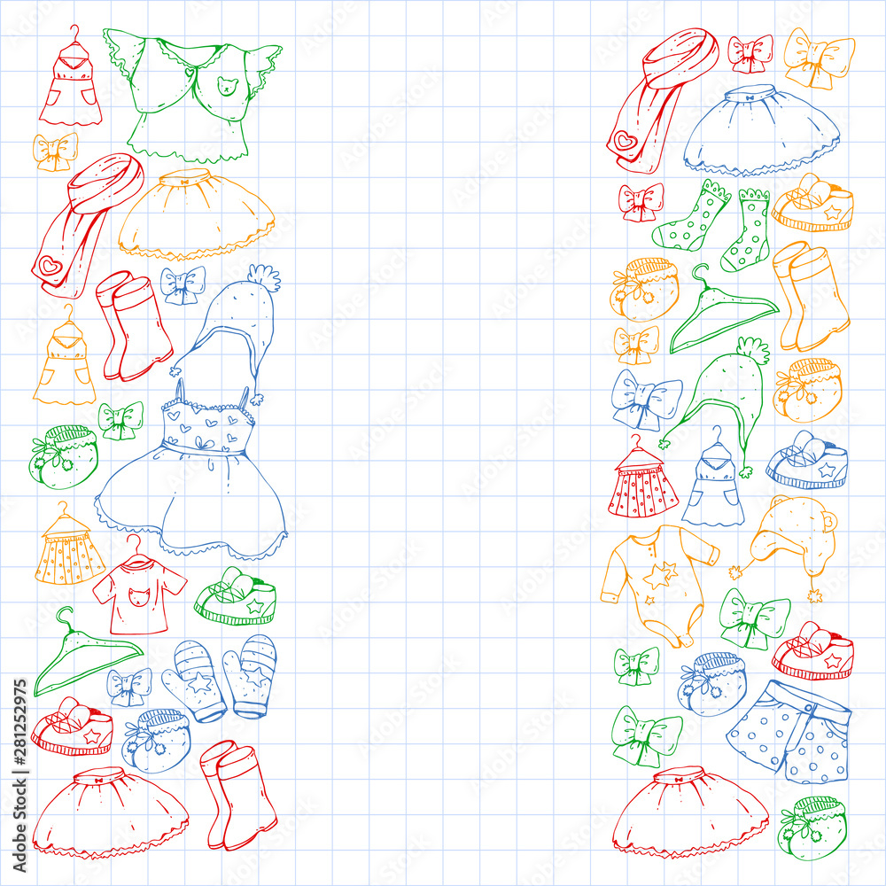 Children clothes. Background for babies, kids patterns. Children clothes. Background for babies, kids patterns.