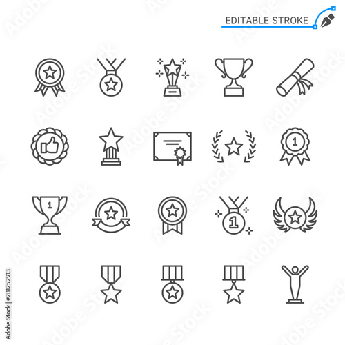 Awards line icons. Editable stroke. Pixel perfect.