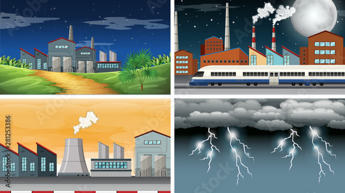 Set of polluted scenes