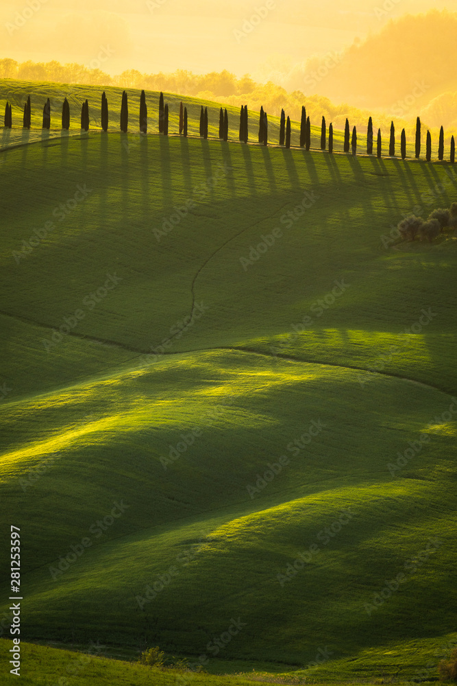 Impressive autumn landscape,view with cypresses Tuscany,Italy