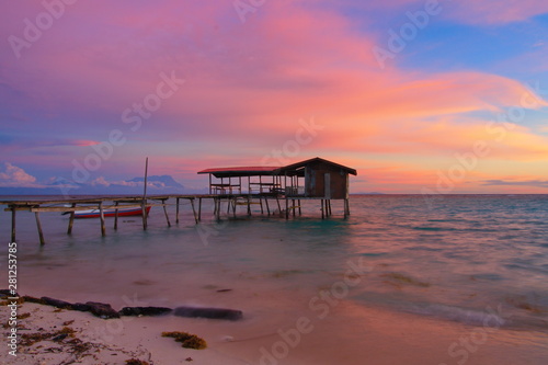 Beautiful sunset in Mantanani island  Sabah Malaysia. Mantanani island is a famous place for tourism in Malaysia.