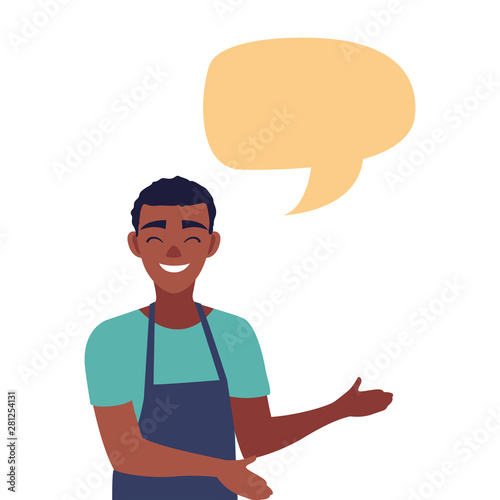 young seller man character with apron