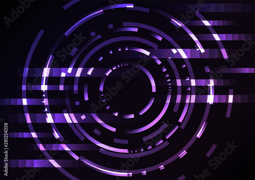 purple abstract circle background, digital overlap layer line, simple technology design template, vector illustration