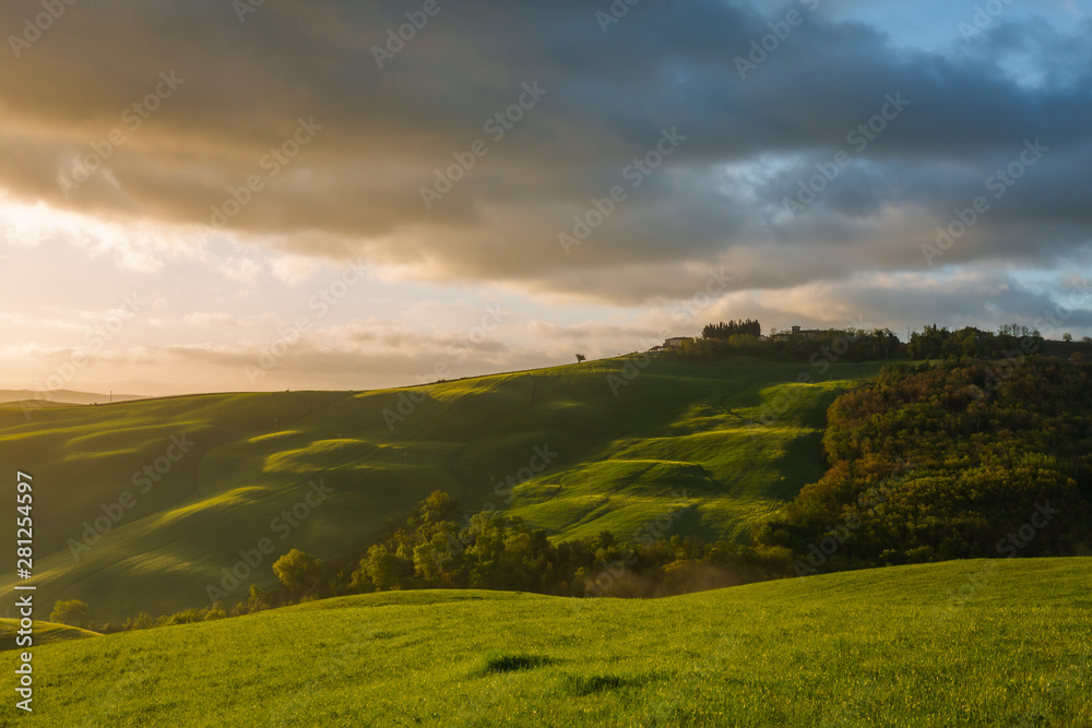 Fototapeta premium Impressive autumn landscape,view with cypresses Tuscany,Italy