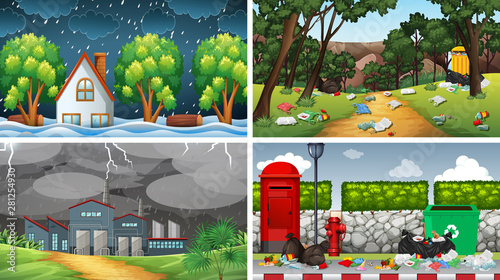 Set of polluted scenes