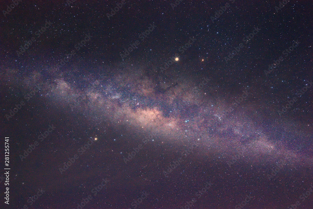 Clearly milky way galaxy found in Mantanani island, Sabah Borneo. Image contains noise and grain due to high ISO. Image also contains soft focus and blur due to long exposure.