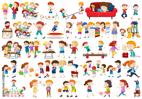 Boys, girls, children in educational fun activty theme © blueringmedia