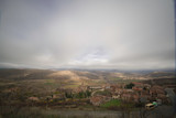 Atienza,Spain,7,2018:panoramic from Atienza of its bullring