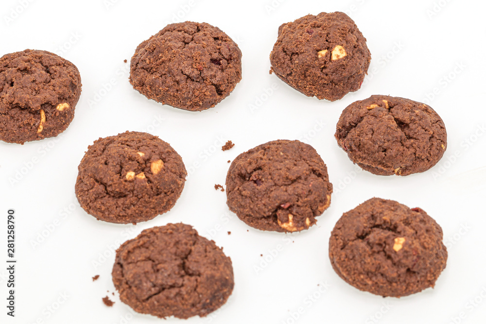 Tasty chocolate cookies isolate on white background. Tasty chocolate cookies isolate on white background.
