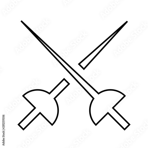 	 Crossed scimitar swords icon. Two sabers or cavalry swords. Vector illustration.