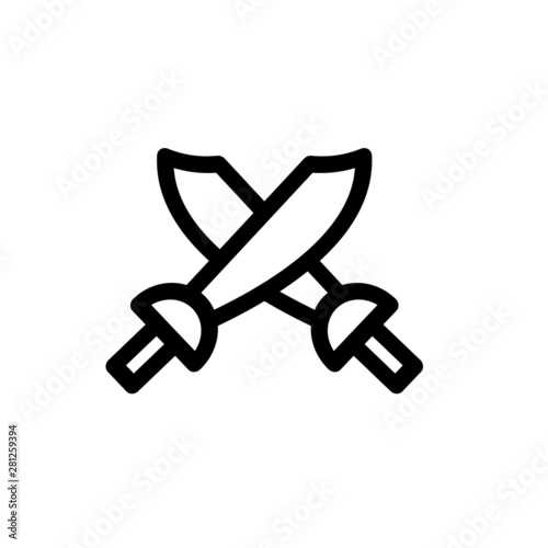 	 Crossed scimitar swords icon. Two sabers or cavalry swords. Vector illustration.