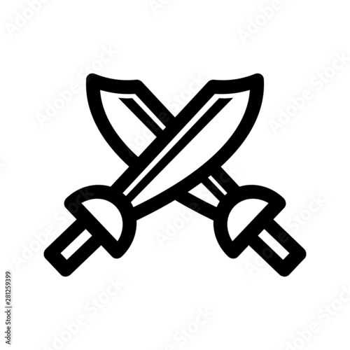 	 Crossed scimitar swords icon. Two sabers or cavalry swords. Vector illustration.