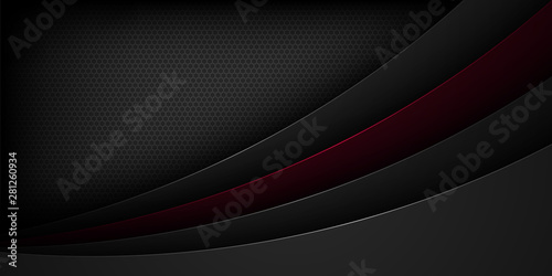 Black abstract vector background with overlapping characteristics.