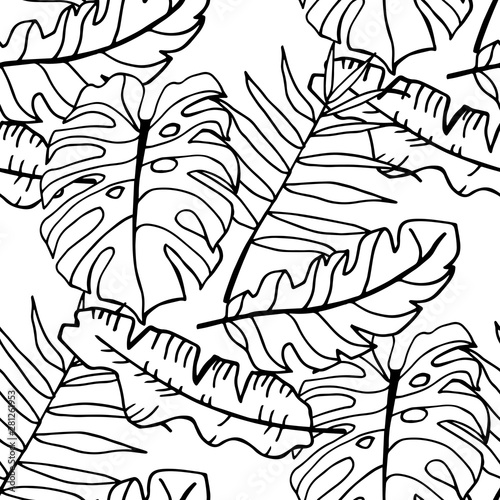 seamless floral pattern tropical palm leaves