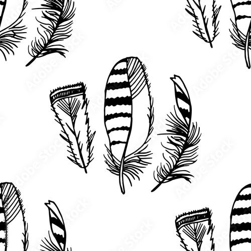 Canvas Print Mockingjay feather seamless pattern hand drawn sketch