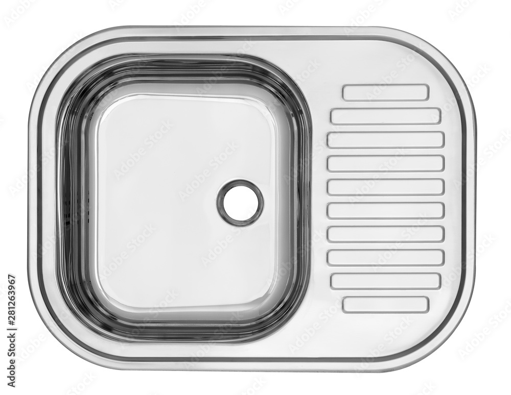 Top view of the empty sink kitchenware isolated on white with clipping path Top view of the empty sink kitchenware isolated on white with clipping path