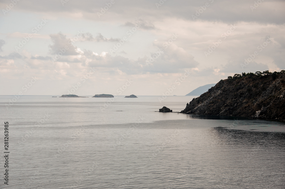 Beautiful landscape of the island on the sea and mountain on the seacost