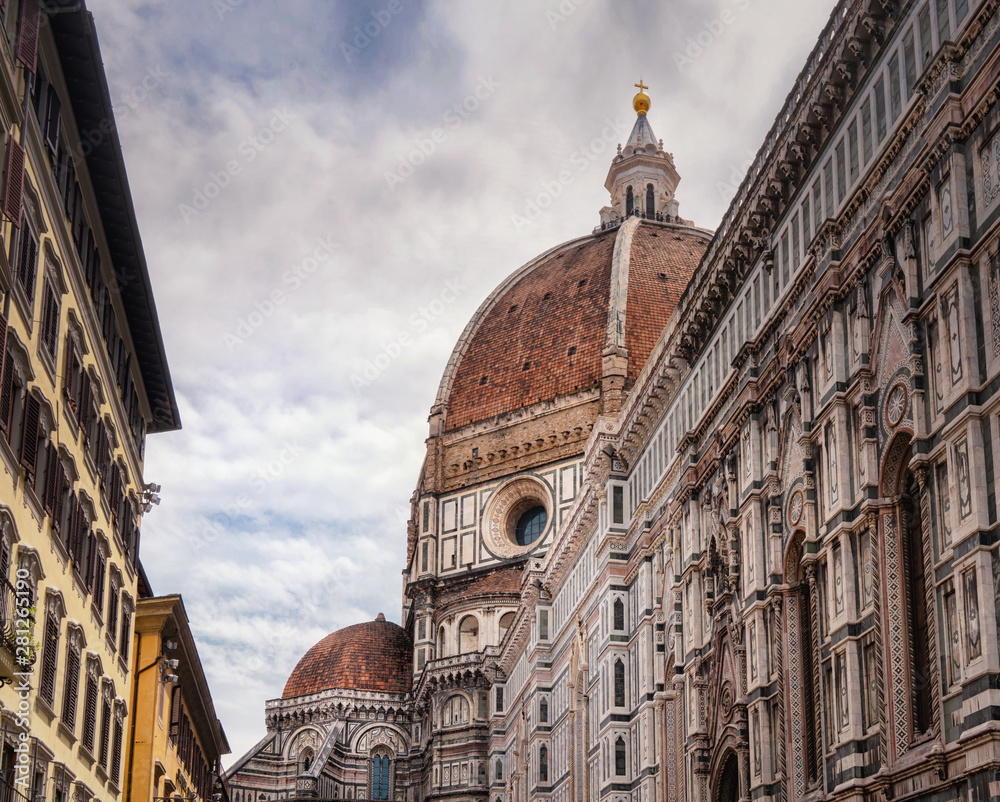 The Cathedral of Santa Maria del Fiore in Florence Italy. Brunelleschi's Dome, this orange Duomo of this iconic monument.