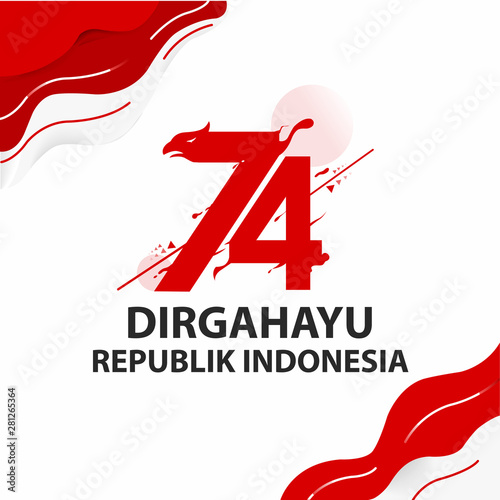 Anniversary Logo of Republic of Indonesia Independence, 74th Indonesia independence day, dirgahayu republik indonesia translation happy independence day republic of indonesia