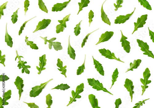 Pattern of fresh arugula or rucola salad leaves photo