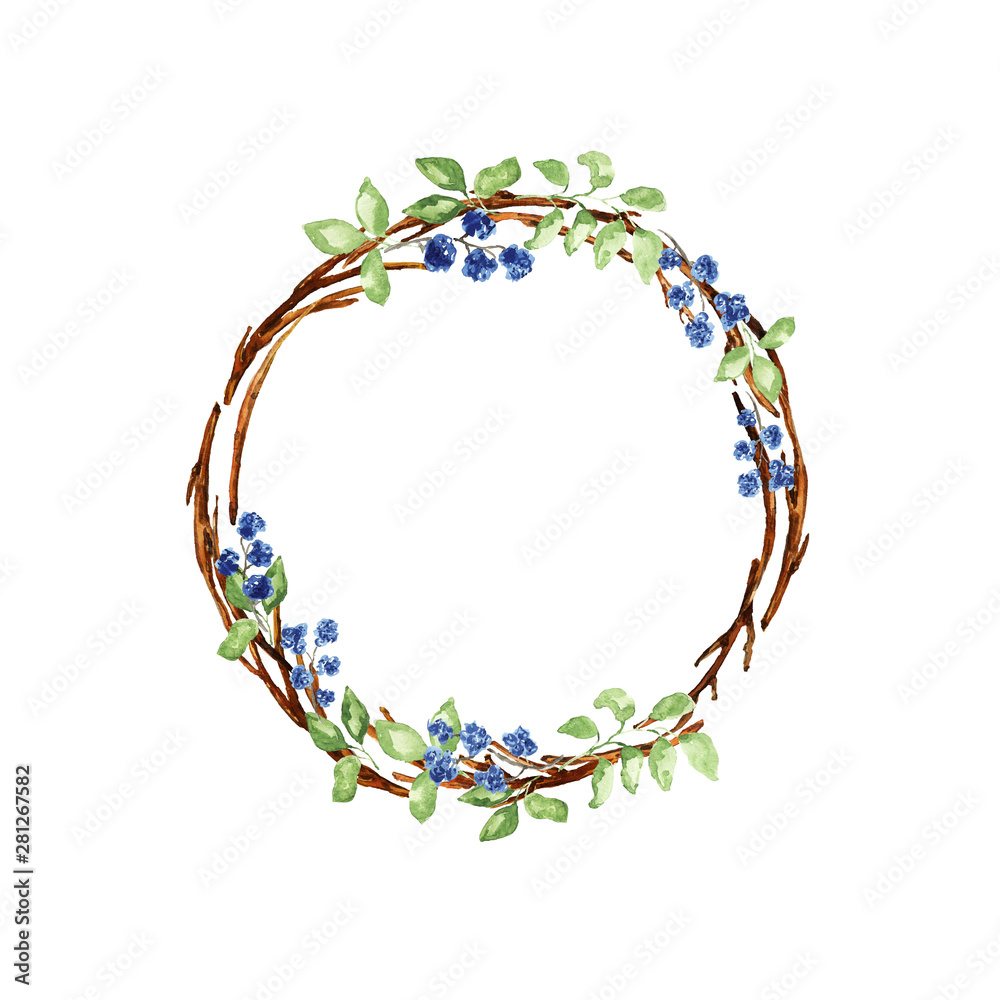 Obraz premium Watercolor christmas wreath