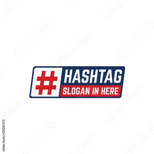 Hashtag popular trending social media red and blue emblem logo design