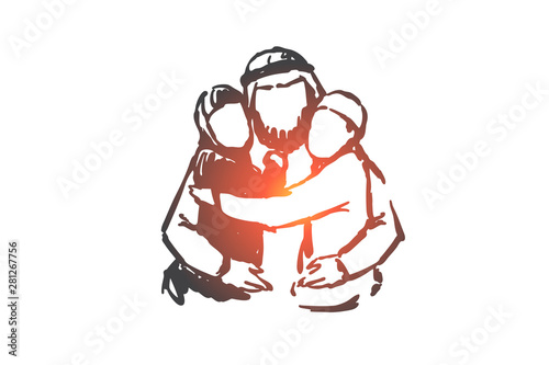 Family, parents and child, generations concept sketch. Hand drawn isolated vector illustration