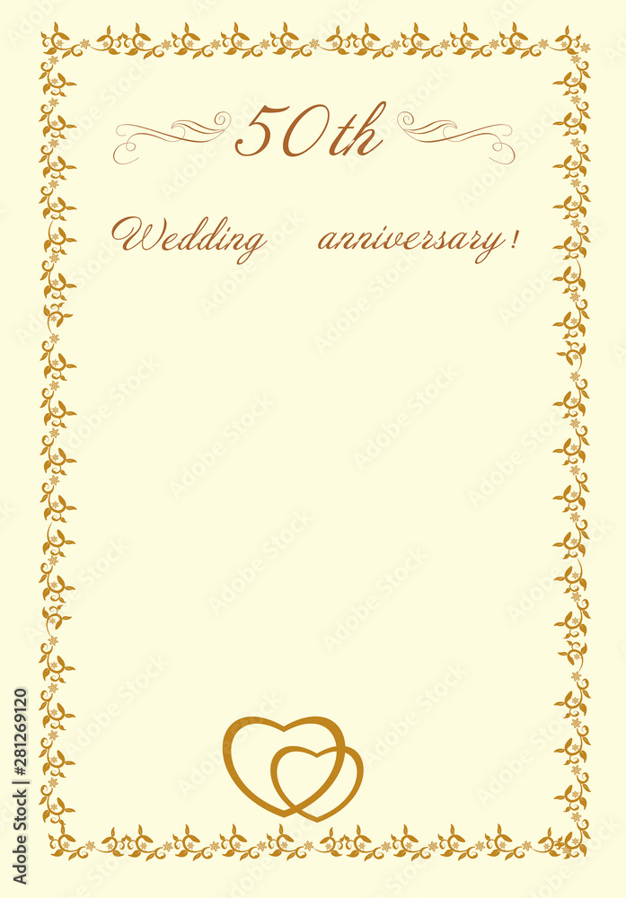 50th wedding anniversary card for greetings and writing text vector ...