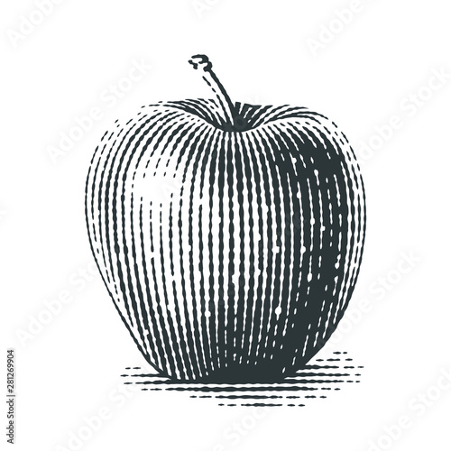 Apple. Hand drawn engraving style illustrations.