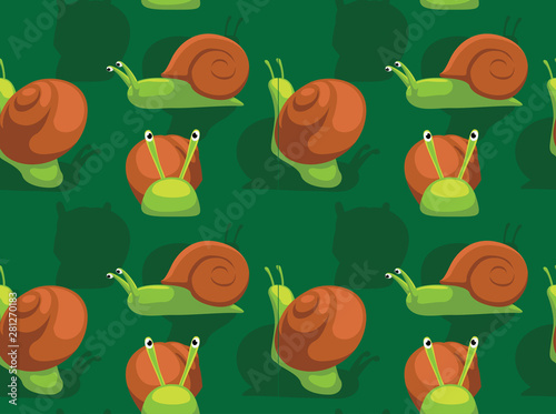 Cute Snail Cartoon Green Background Seamless Wallpaper
