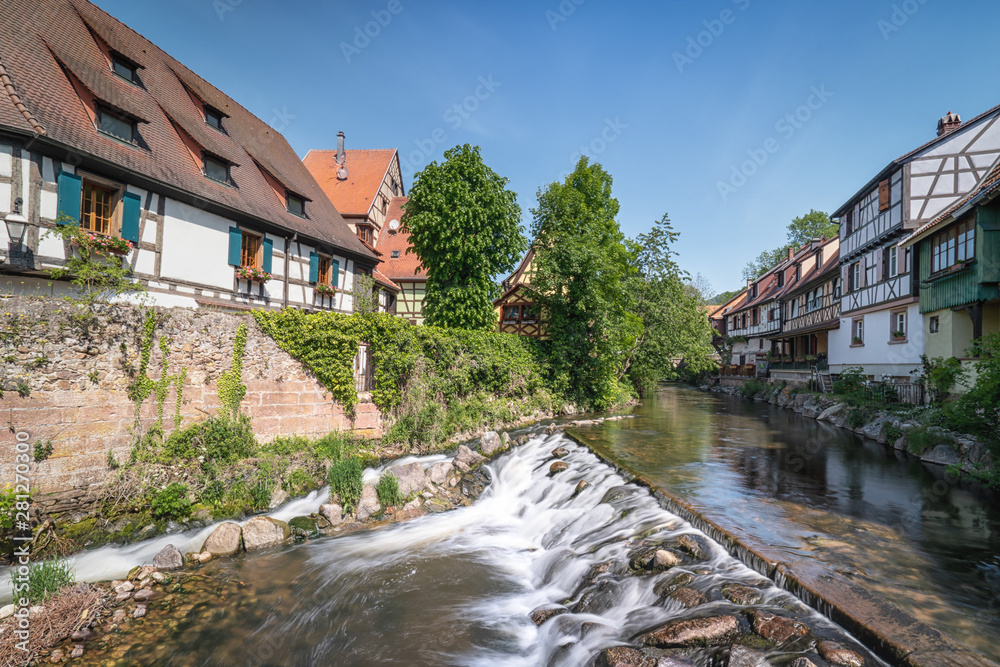 The beautiful village of Kaysersberg, Alsace, France. Long exposure photo with a ND filter