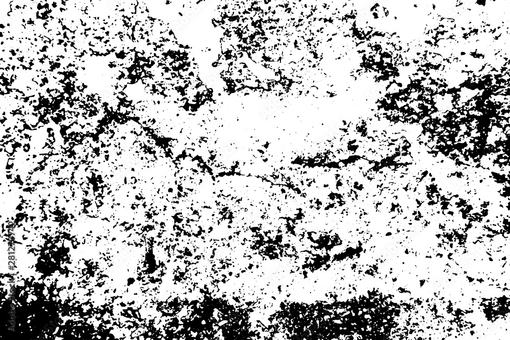 Grunge black texture on white background (Vector). Use for decoration, aging or old layer