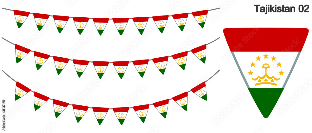 Fototapeta premium タジキスタンの国旗のガーラーンド ベクターデータ（bunting garland）