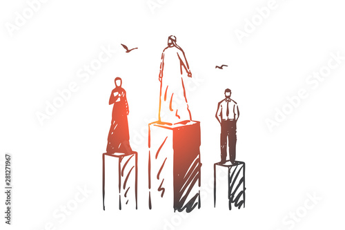 Rating, status, power, level concept sketch. Hand drawn isolated vector illustration