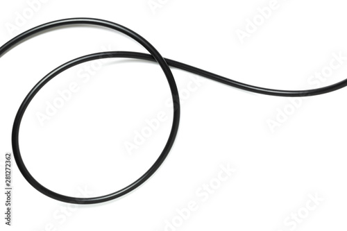 A Black wire cable isolated on a white background abstraction.