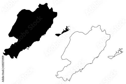 Sfax Governorate (Governorates of Tunisia, Republic of Tunisia) map vector illustration, scribble sketch Sfax (Kerkennah Islands) map