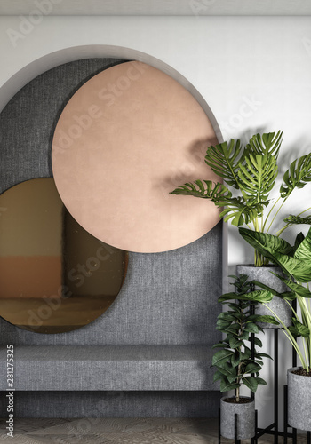 Indoor chairs ，Indoor Life，Ornament，Background wall ，3D Rendering