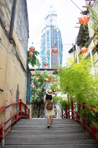 The old historical houses & shops at Lorong or Jalan Panggung in Kuala Lumpur that has been transformed into instagrammable location in KL.