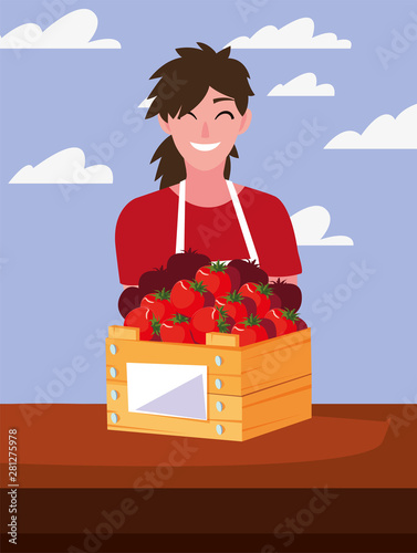 seller woman farm products harvest