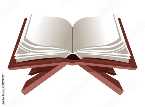Blank book open on shelf
