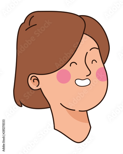 Teenager woman smiling face cartoon