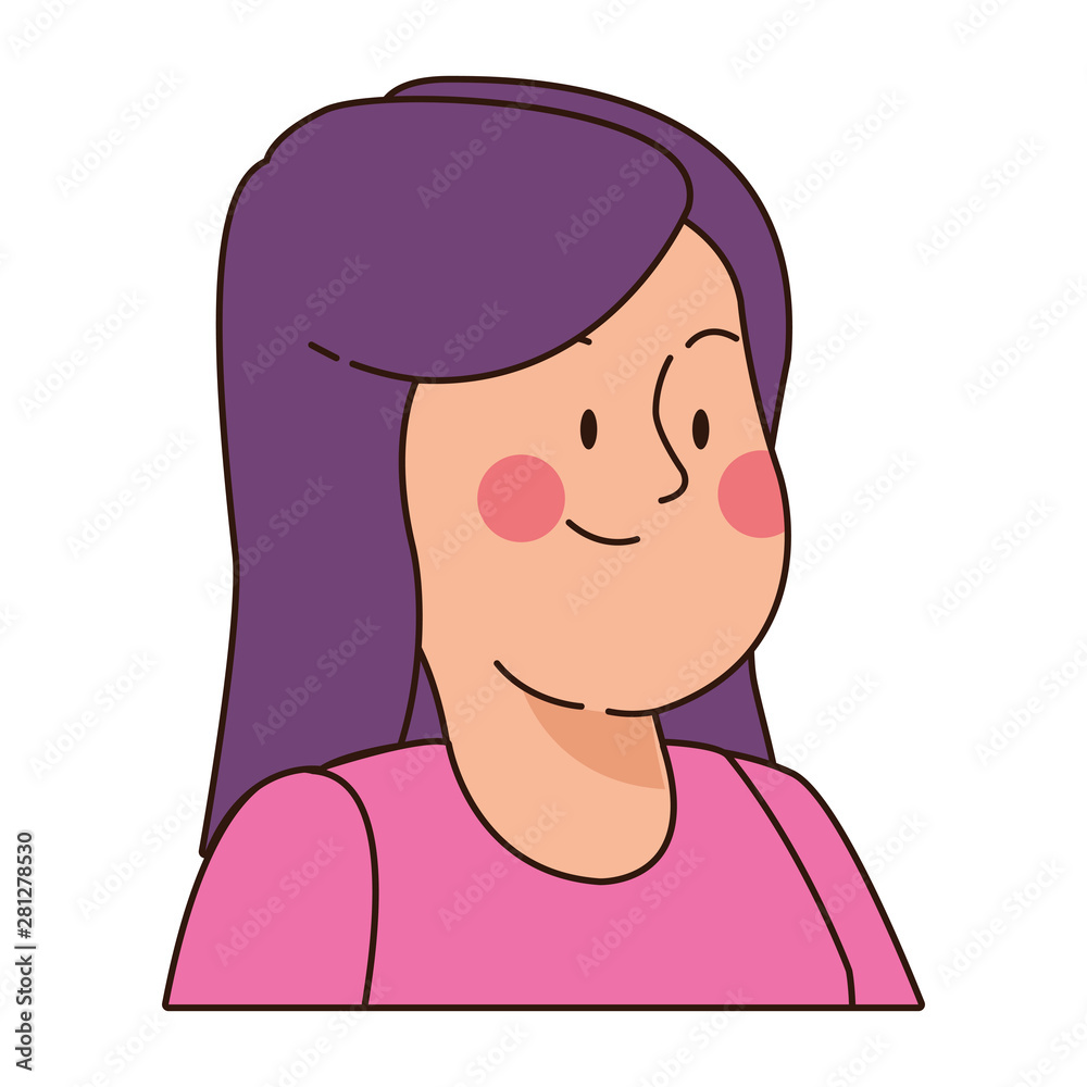 Teenager woman smiling face cartoon Teenager woman smiling face cartoon