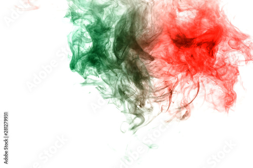 A wavy cloud of green and red smoke. Prints for clothes