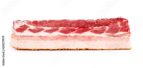 Single silce of fresh bacon