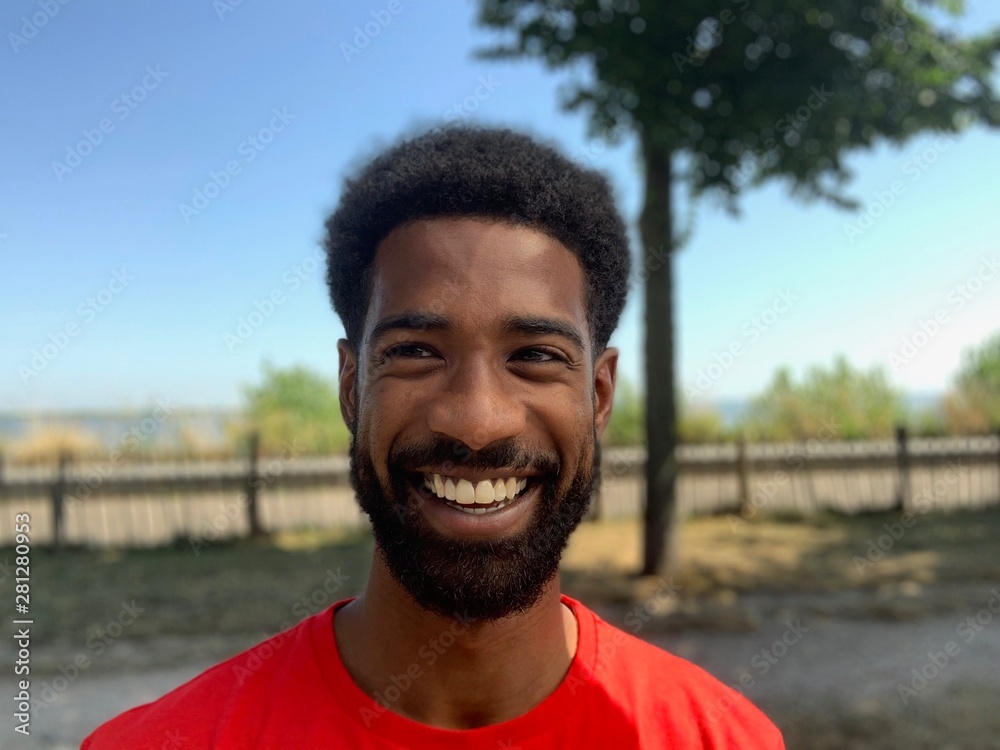 Beautiful black man outside